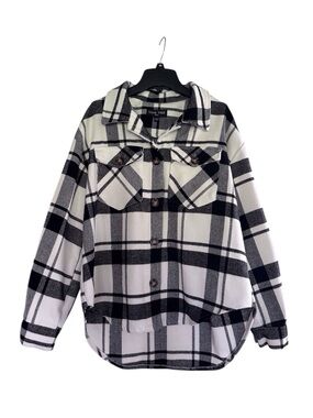 Love Tree Black & White Plaid Shirt Jacket Shacket Women’s Size Small